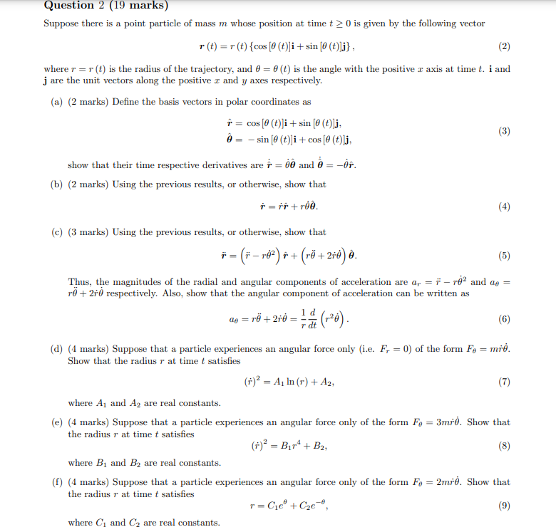 Solved Question 2 (19 ﻿marks)Suppose there is a point | Chegg.com