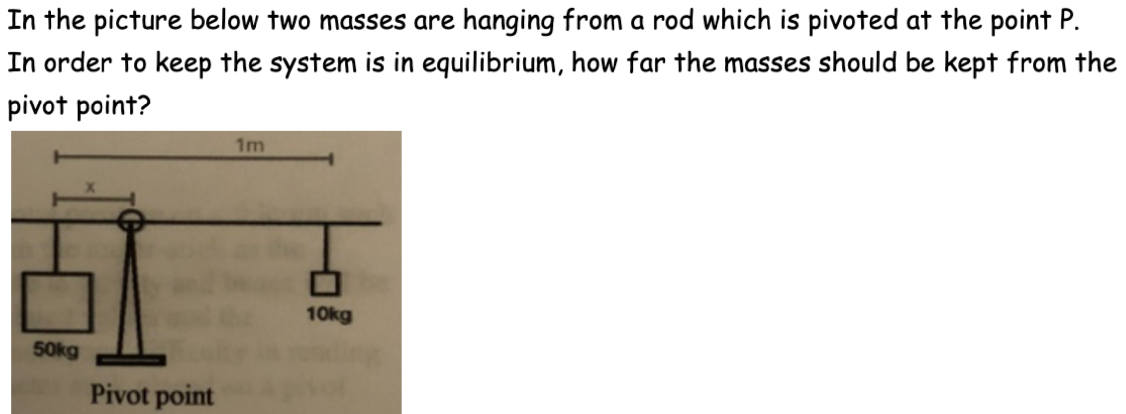 Solved In order to keep the system is in equilibrium, how | Chegg.com