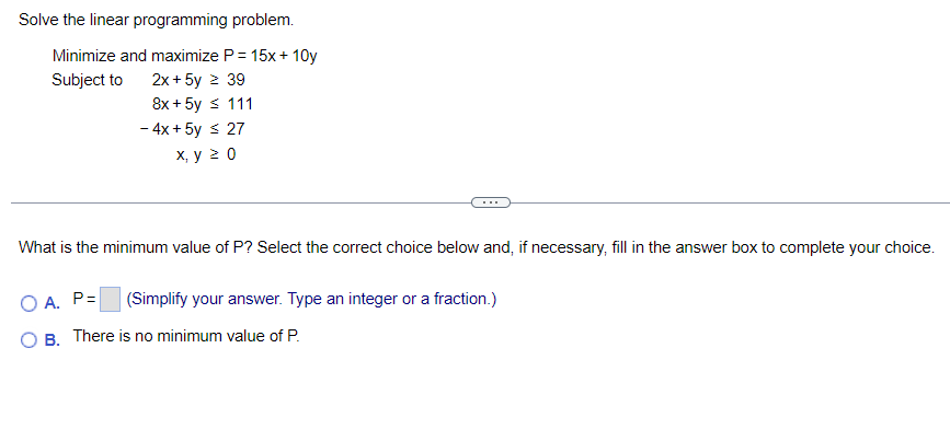 Solved Solve the linear programming problem. Minimize and | Chegg.com