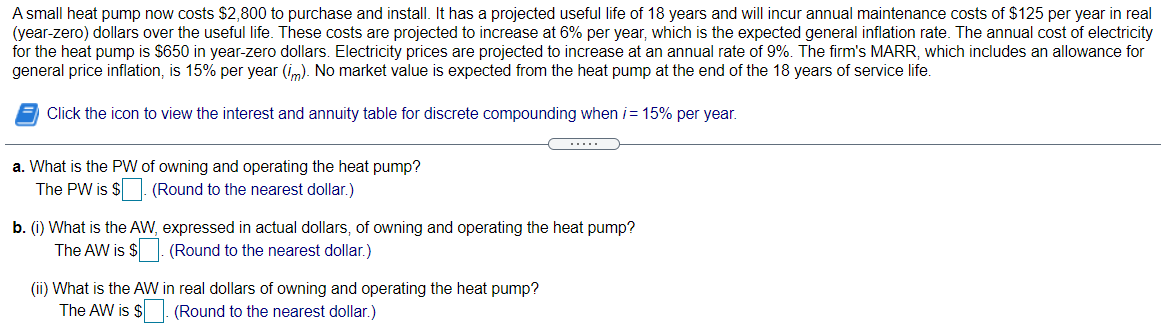 A small heat pump now costs u200b$2,800 to purchase and | Chegg.com