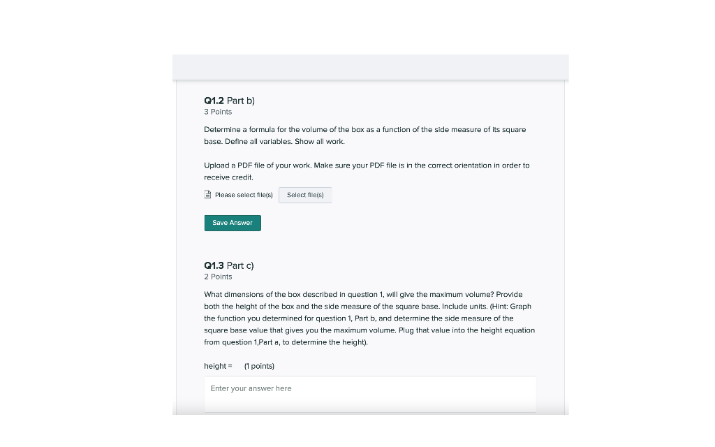 Solved Q1 Polynomial Functions Geometric Application 10 | Chegg.com
