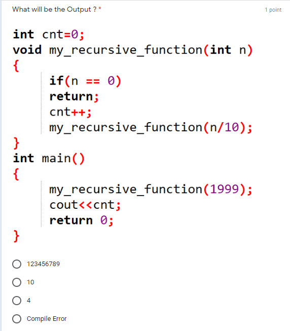 Solved void my_recursive_function(int n) if(n == 0) return; | Chegg.com