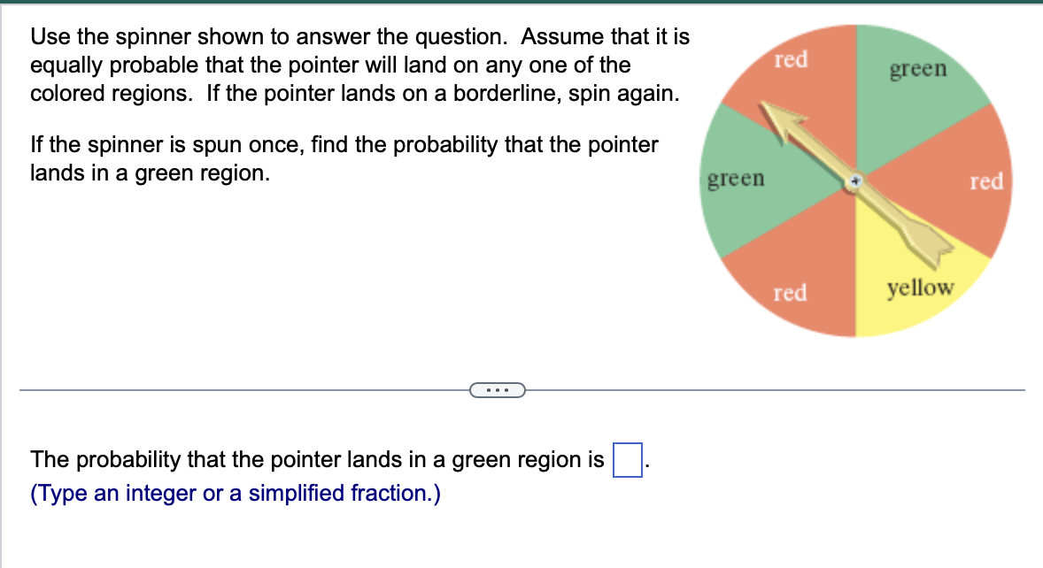 Solved Use the spinner shown to answer the question. Assume | Chegg.com