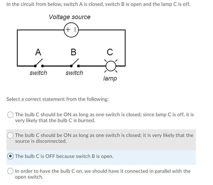 Solved In The Circuit From Below, Switch A Is Closed, Switch | Chegg.com