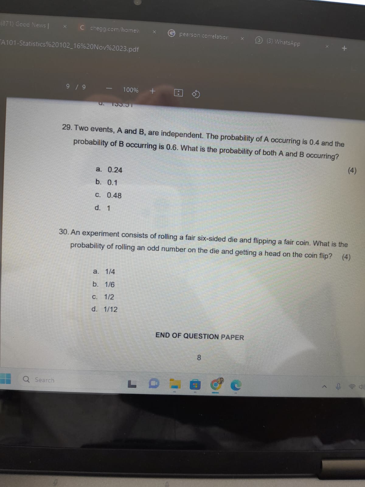 Solved Two Events, A And B, ﻿are Independent. The | Chegg.com