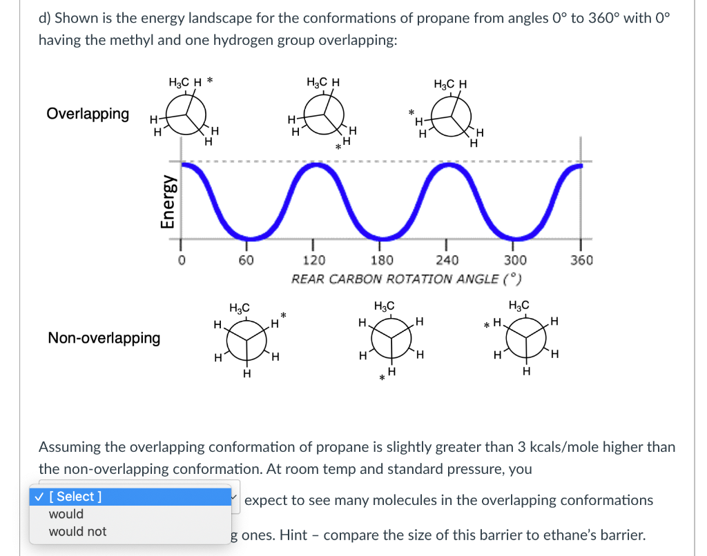 Solved a) Shown are two conformation of propane: Similar to | Chegg.com