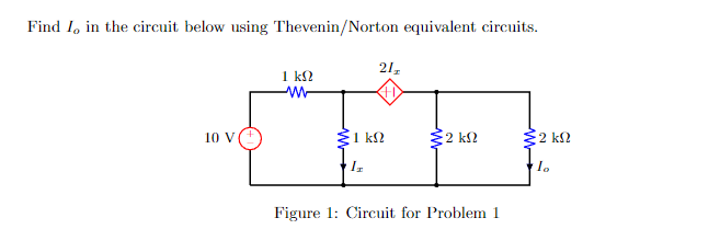 Solved Find Io in the circuit below using Thevenin/Norton | Chegg.com