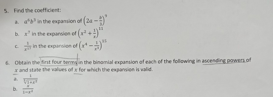 Solved Find The Coefficient: A. A B3 In The Expansion Of (2a | Chegg.com