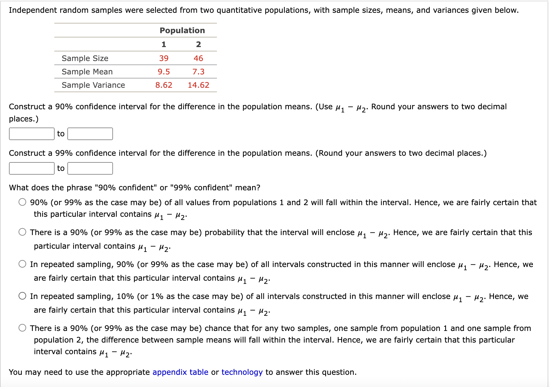 solved-independent-random-samples-were-selected-from-two-chegg
