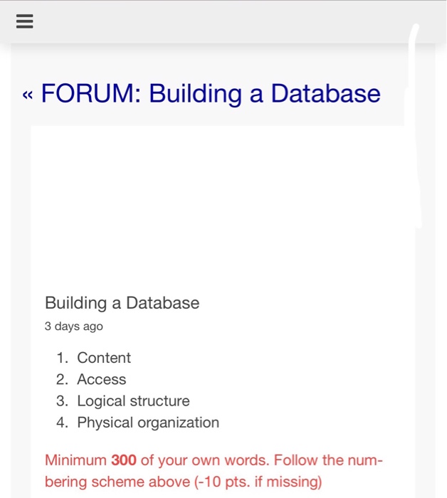 Solved « FORUM: Building A Database Building A Database 3 | Chegg.com