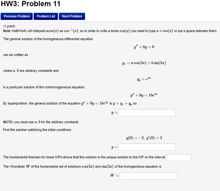 Solved HW3: Problem 11 Previous Problem Problem List Next | Chegg.com