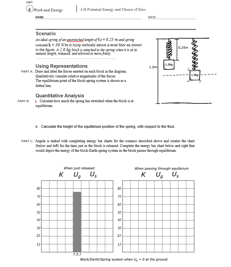 Solved Unit 4 Work And Energy 4h Potential Energy And