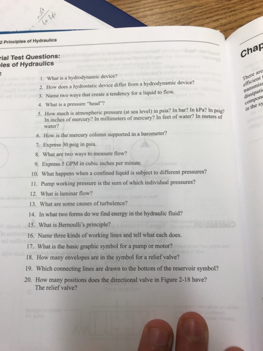 Solved 2 Principles of Hydraulics ial Test Questions les of