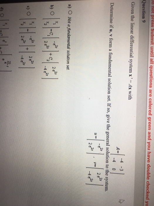 Solved Given The Linear Differential System X Ax With A 6363