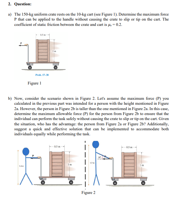 Solved a) The 150kg uniform crate rests on the 10kg cart