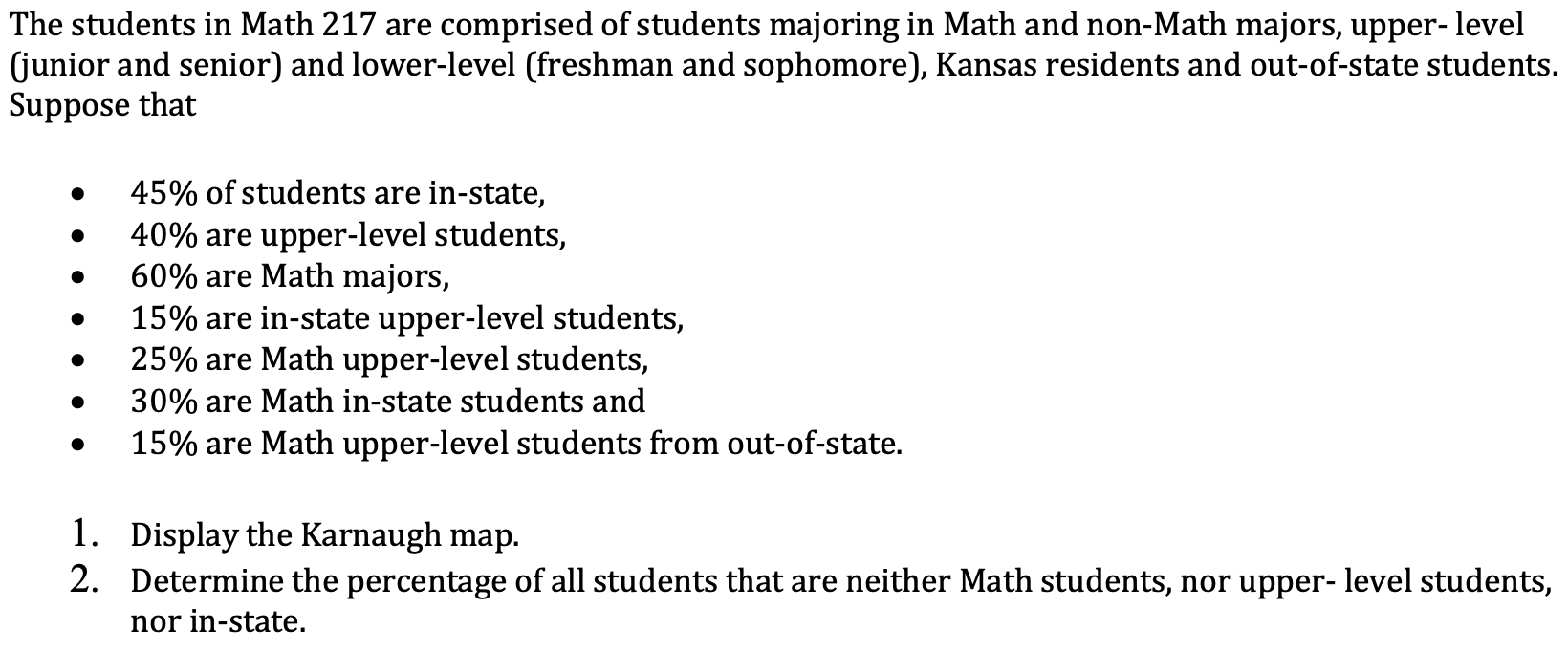 Solved The students in Math 217 are comprised of students | Chegg.com