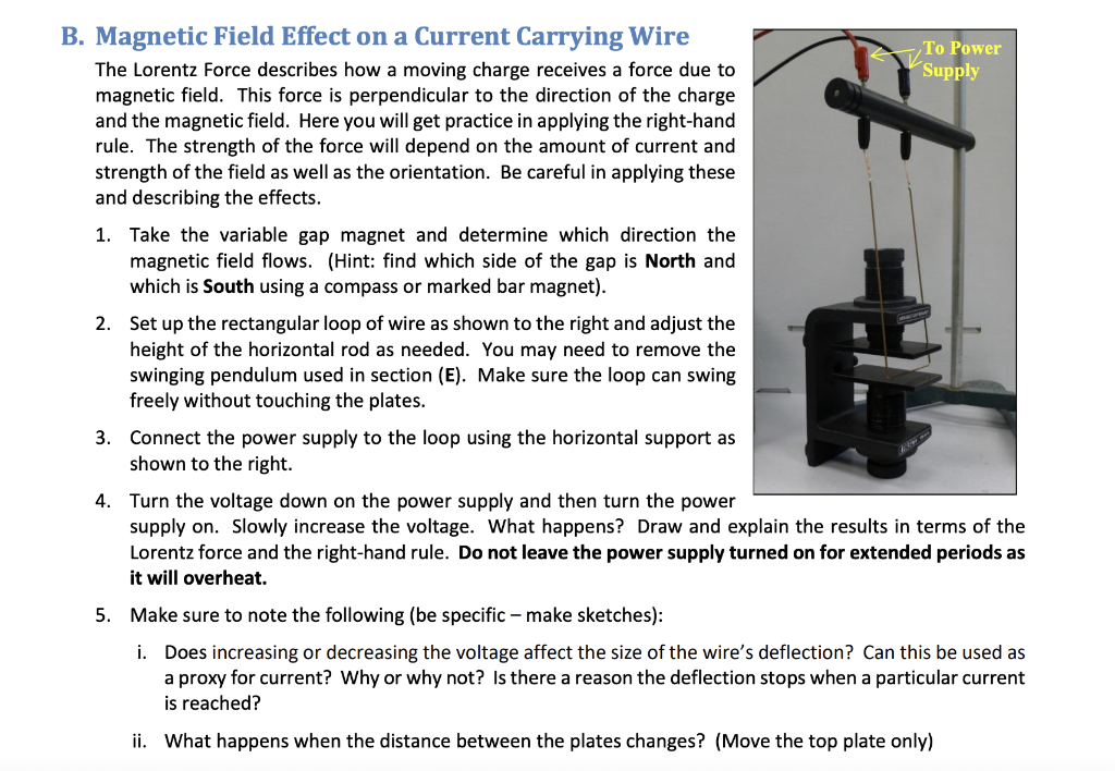 Solved Supply B. Magnetic Field Effect on a Current Carrying | Chegg.com