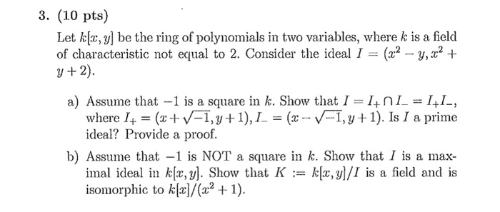 Solved Let k[x, y] be the ring of polynomials in two