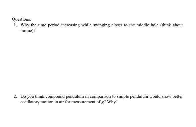 compound pendulum experiment lab report discussion