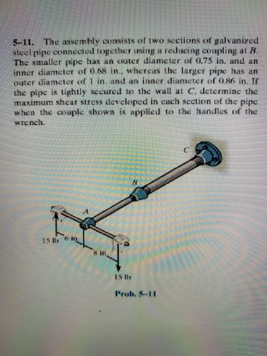 Solved 5-11. The assembly consists of two sections of | Chegg.com