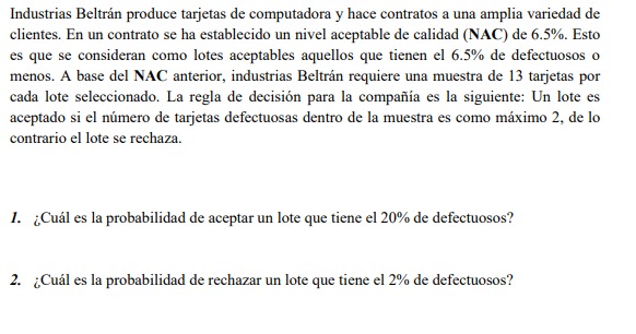 Industrias Beltrán produce tarjetas de computadora y hace contratos a una amplia variedad de clientes. En un contrato se ha e