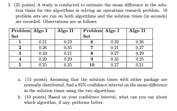 Solved 5. (25 points) A study is conducted to estimate the | Chegg.com