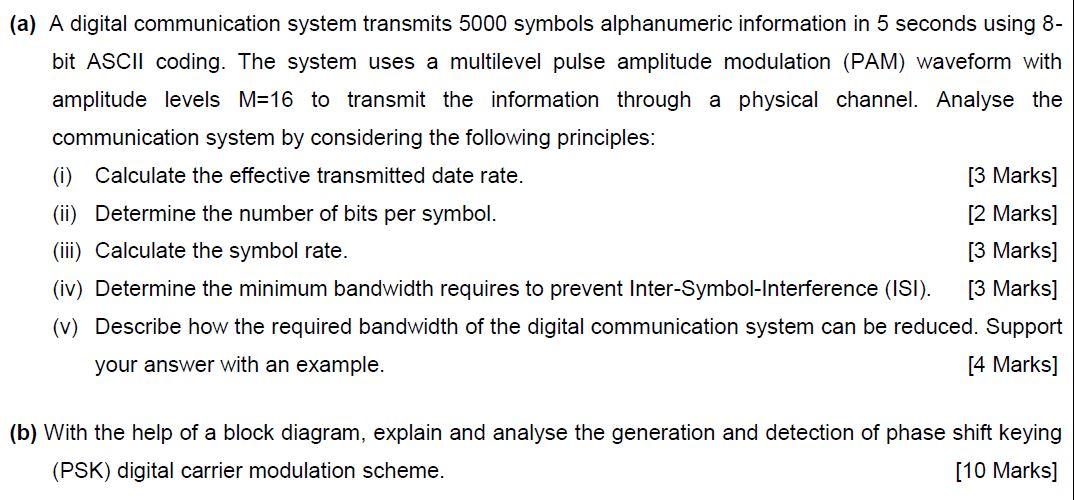 Solved (a) A Digital Communication System Transmits 5000 | Chegg.com