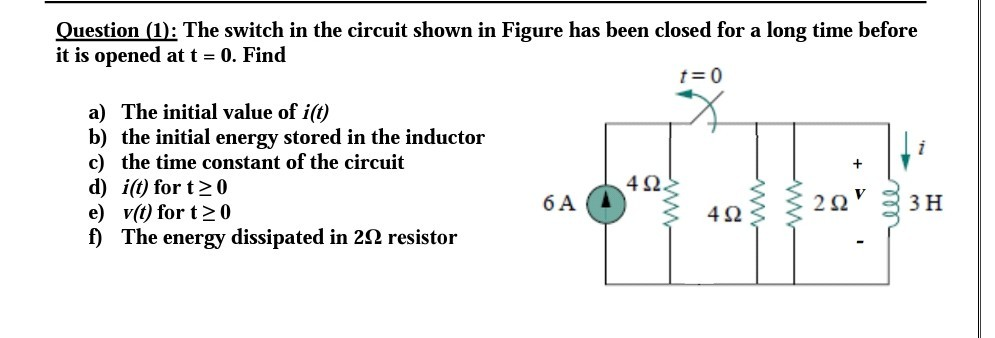 Solved Question (1): The switch in the circuit shown in | Chegg.com
