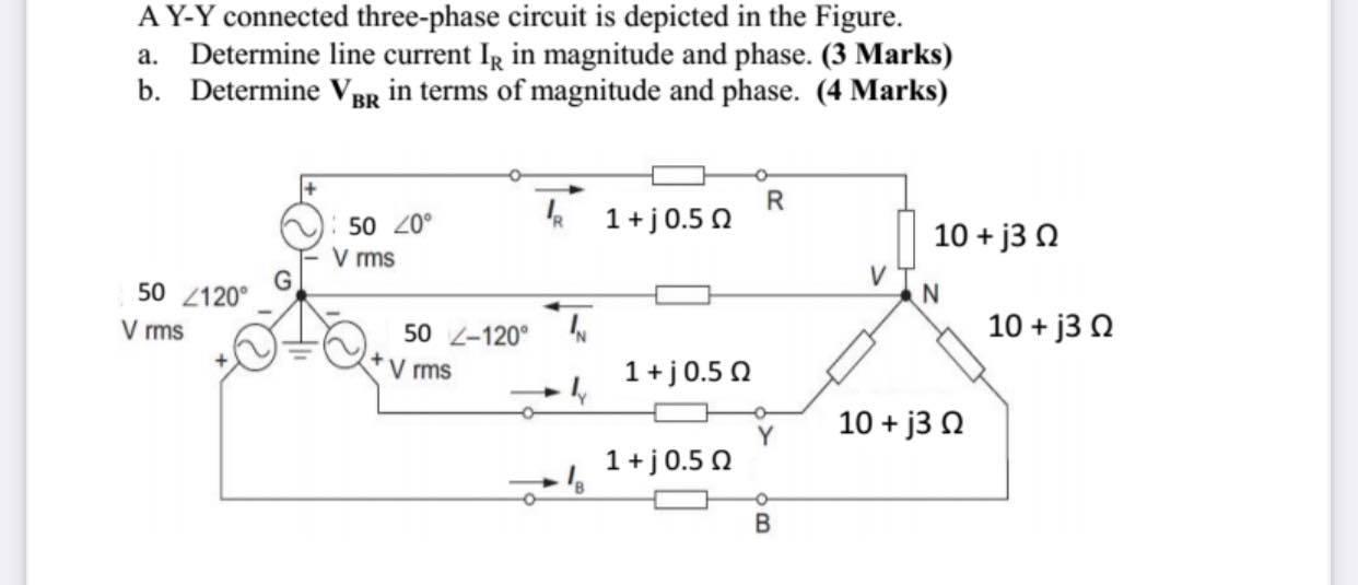 Solved A Y-Y connected three-phase circuit is depicted in | Chegg.com