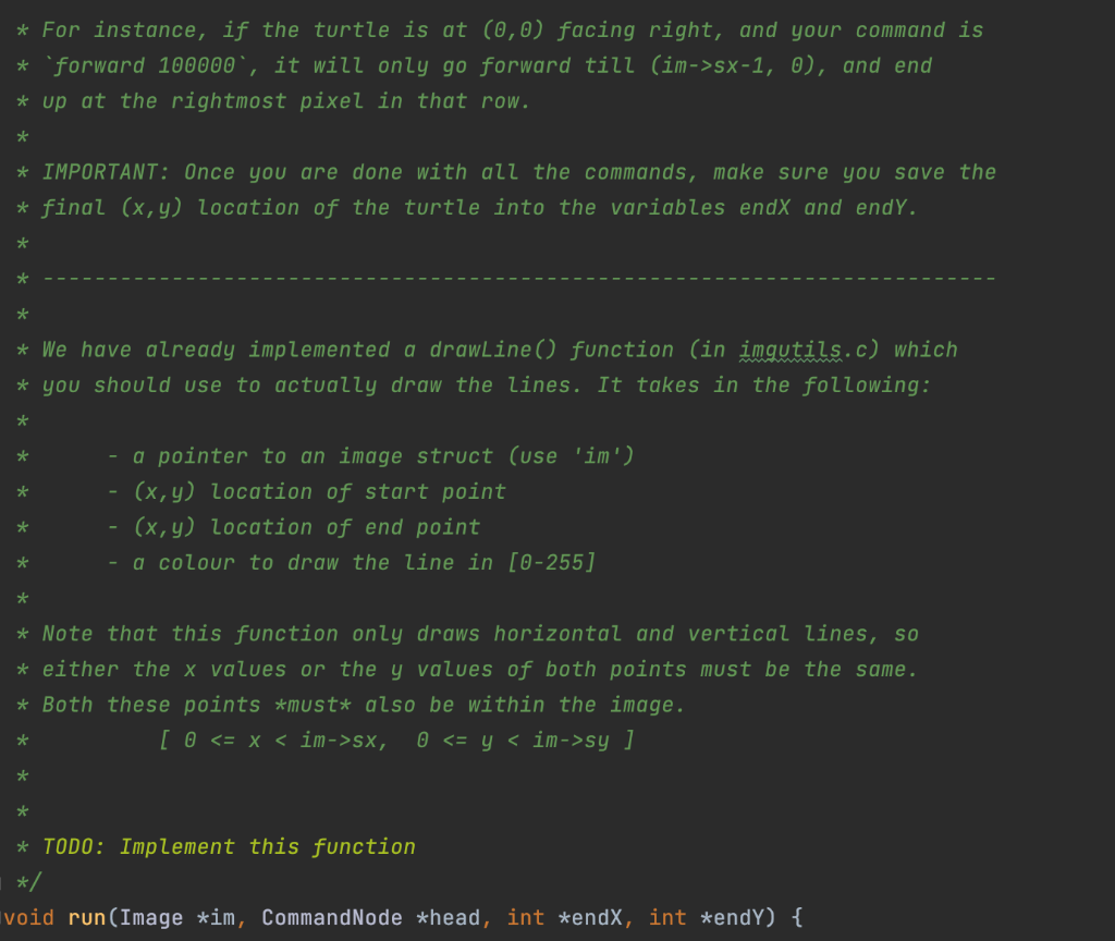 Solved 5/** * This function runs the list of commands to | Chegg.com