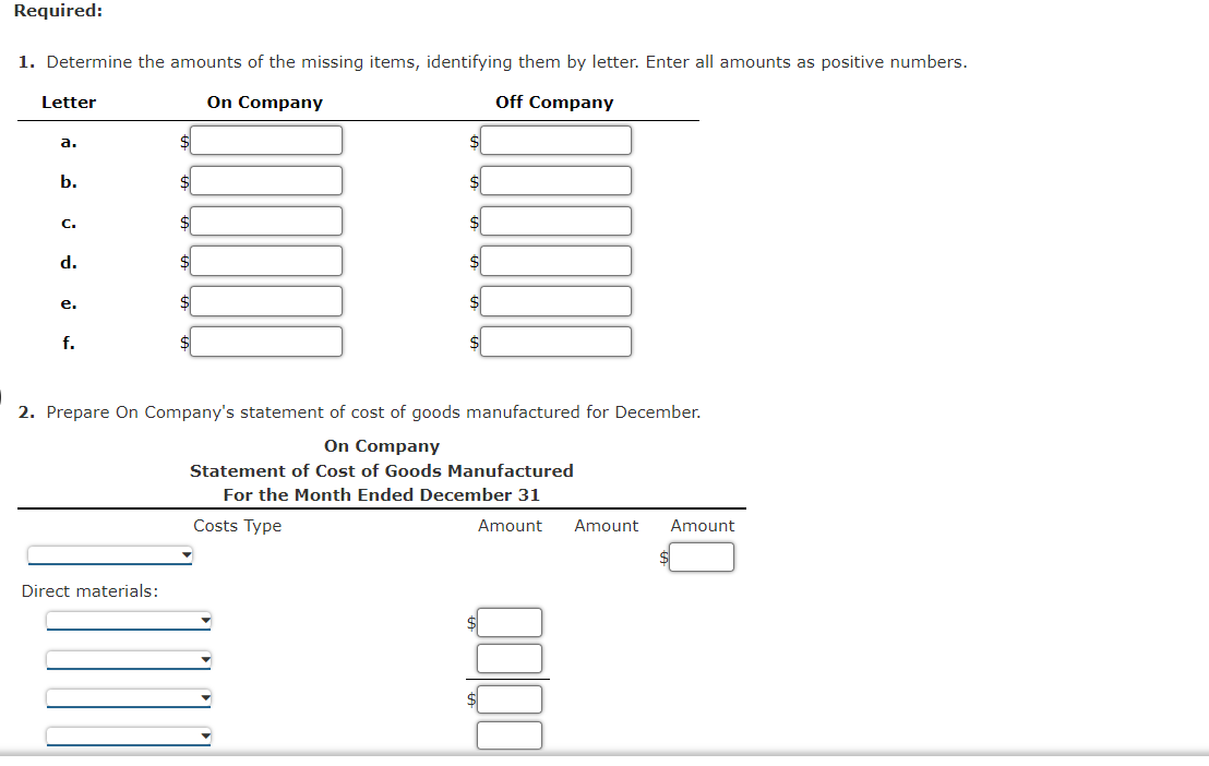 Solved Manufacturing Income Statement, Statement Of Cost Of | Chegg.com