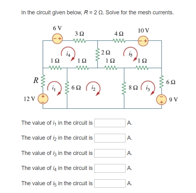 Solved In the circuit given below, R=2Ω. Solve for the mesh | Chegg.com