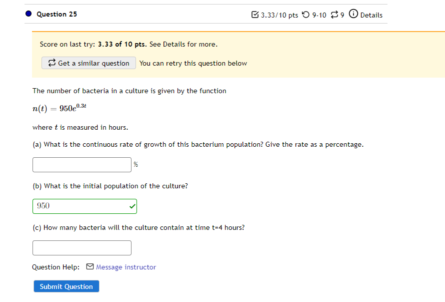 Solved The number of bacteria in a culture is given by | Chegg.com