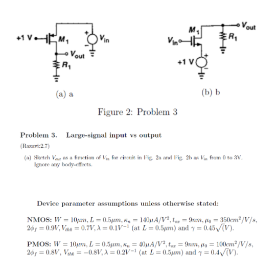 Solved Problem 3 Large Signal Input Vs Output Razavi 2 Chegg Com