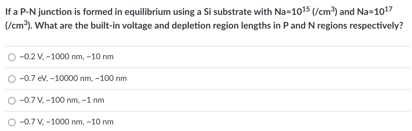 Solved If a P−N junction is formed in equilibrium using a Si | Chegg.com