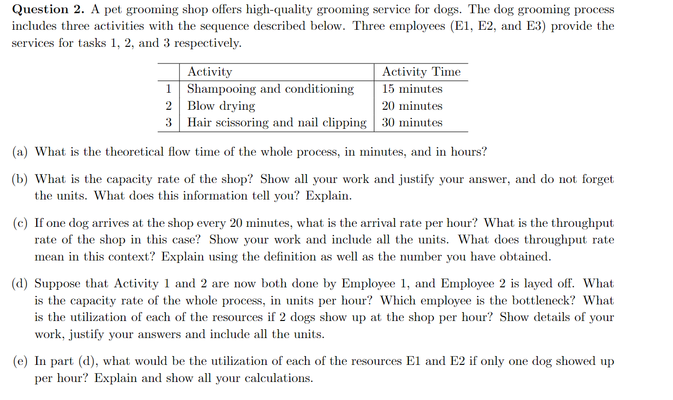 Solved Question 2. A pet grooming shop offers highquality