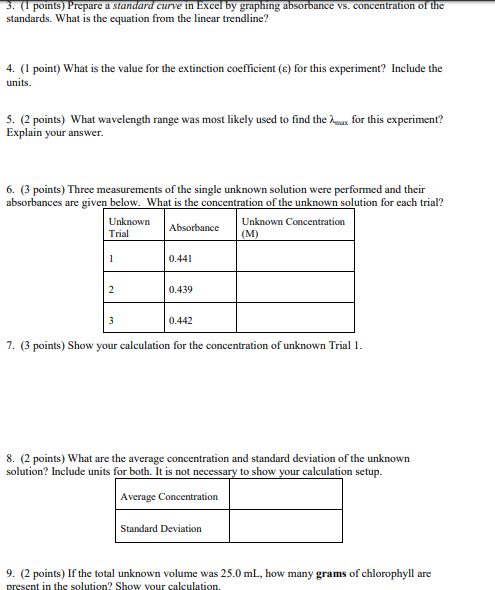 Spectrophotometry I Post Lab Questions An experiment | Chegg.com