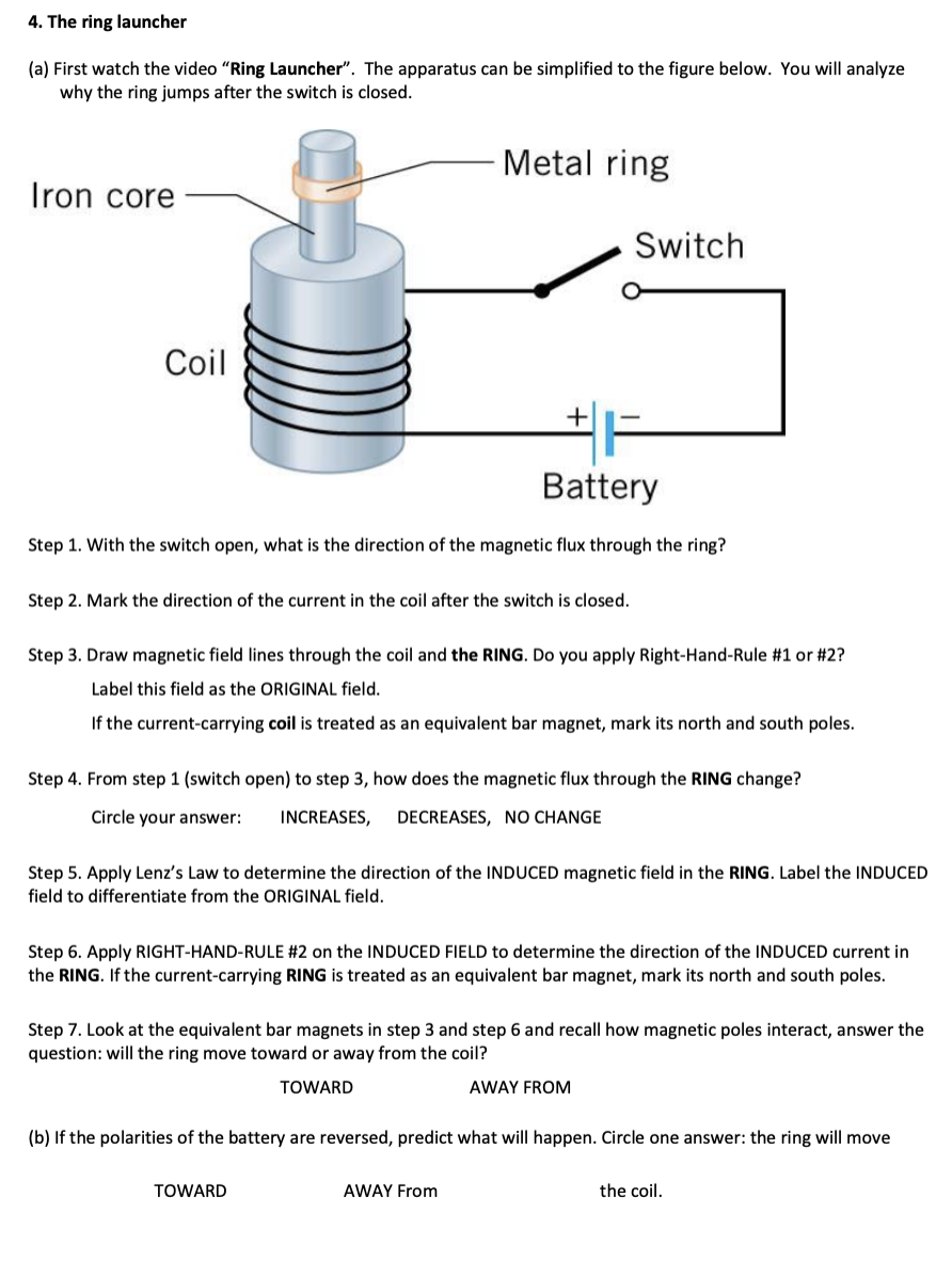 Solved 4. The ring launcher (a) First watch the video "Ring