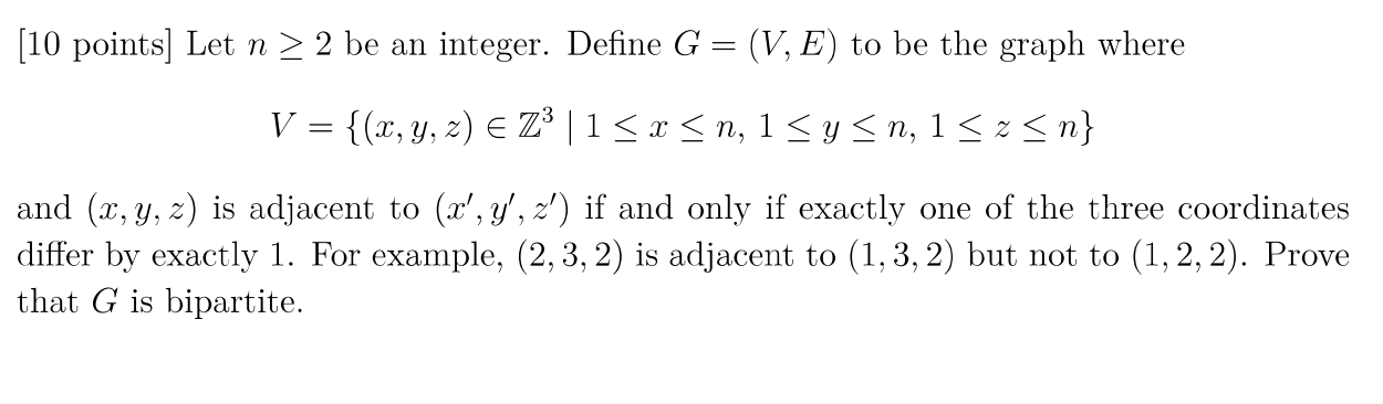 Solved 10 Points Let N 2 Be An Integer Define G V Chegg Com