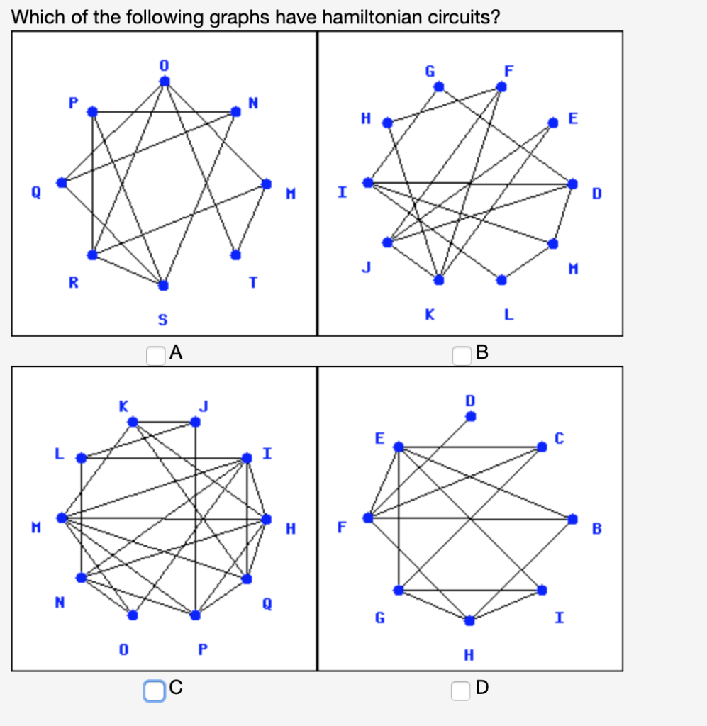 Solved Which of the following graphs have hamiltonian | Chegg.com