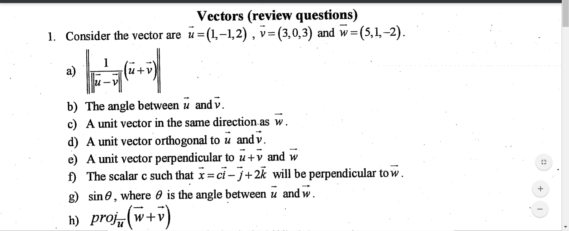 Solved Vectors Review Questions 1 Consider The Vector Chegg Com