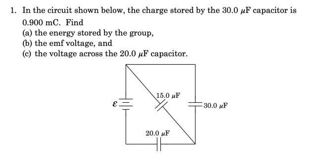 Solved 1. In The Circuit Shown Below, The Charge Stored By 