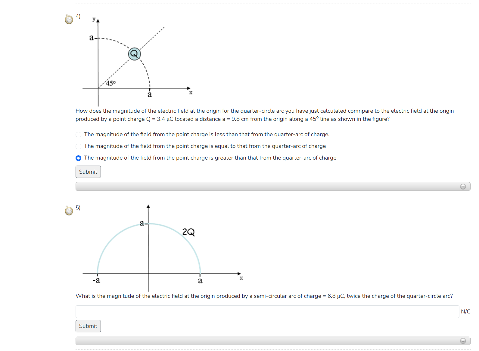 Solved A total charge Q=3.4μC is distributed uniformly over | Chegg.com