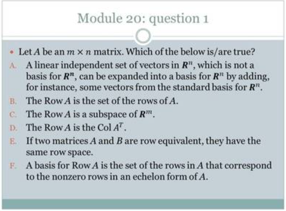 Solved Module 20: question 1 • Let A be an mxn matrix. Which | Chegg.com