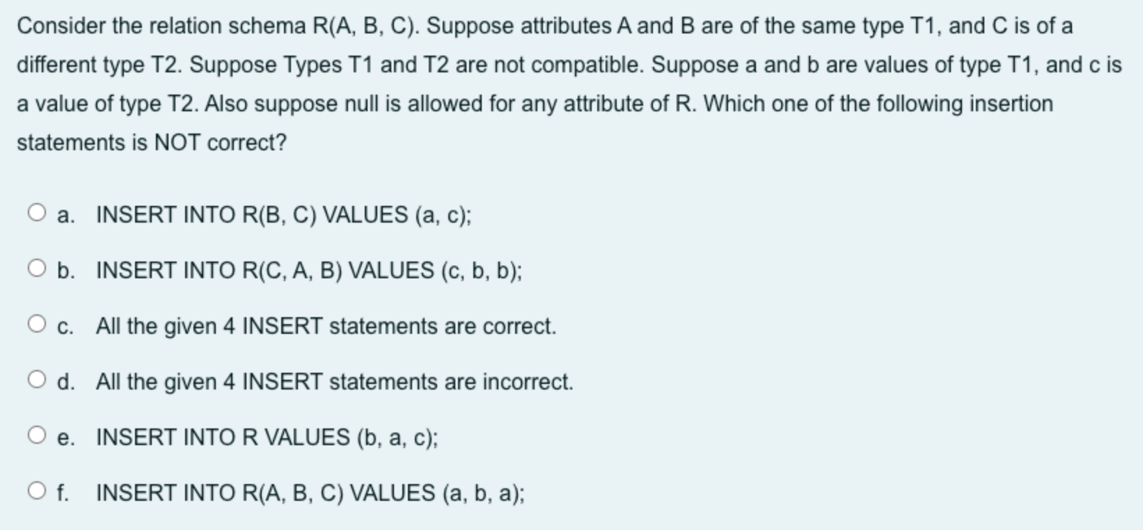 Solved Consider The Relation Schema R(A, B, C). Suppose | Chegg.com