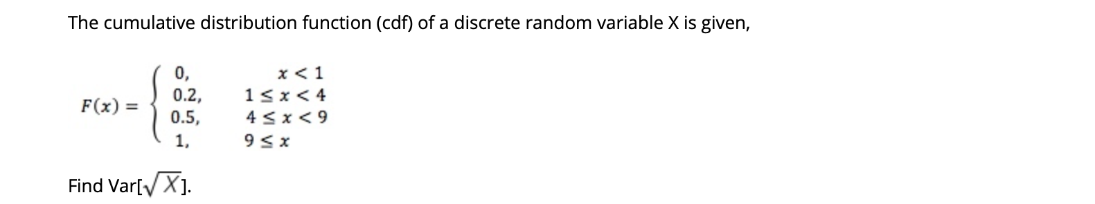 Solved The cumulative distribution function (cdf) of a | Chegg.com
