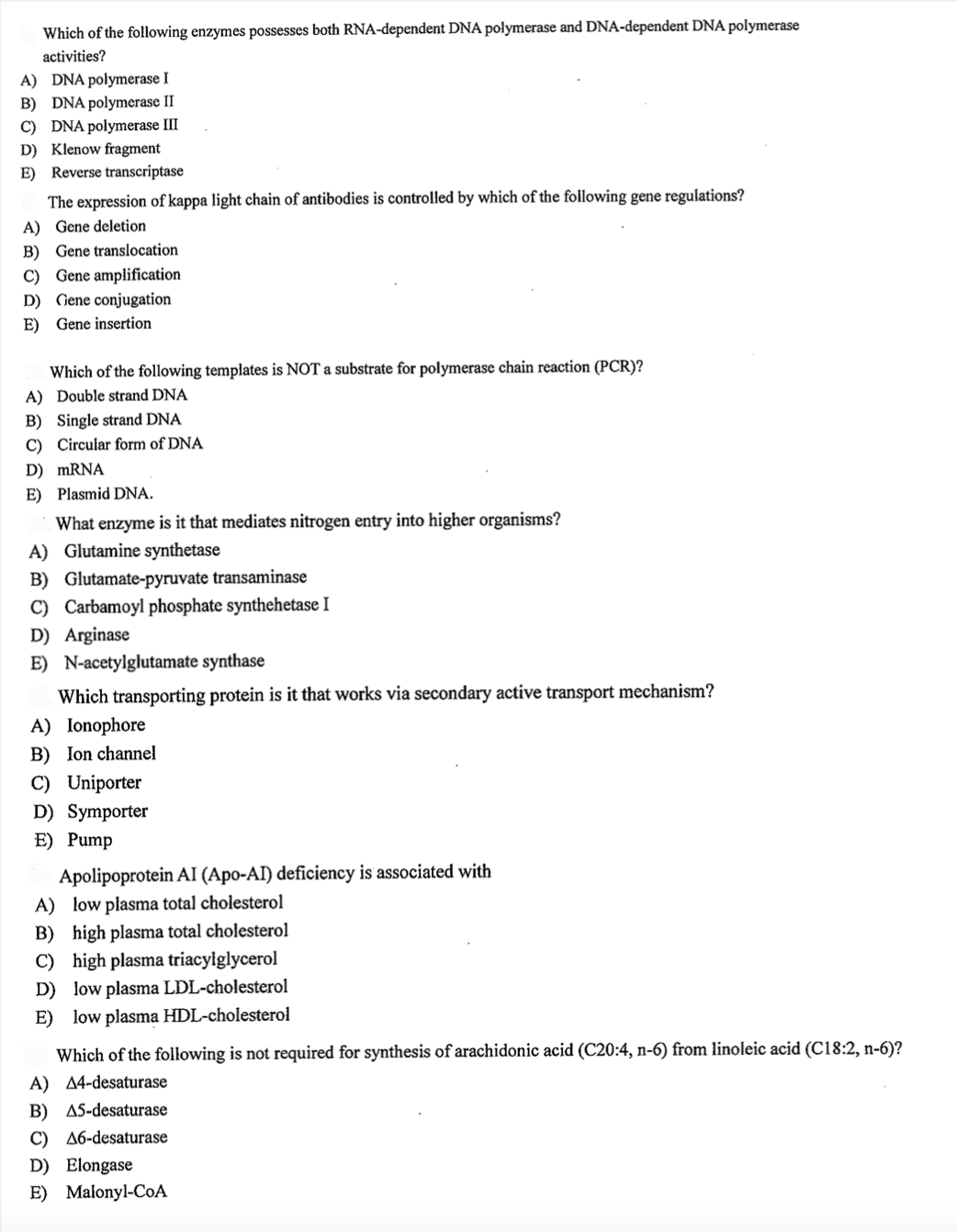 Solved Which of the following enzymes possesses both | Chegg.com