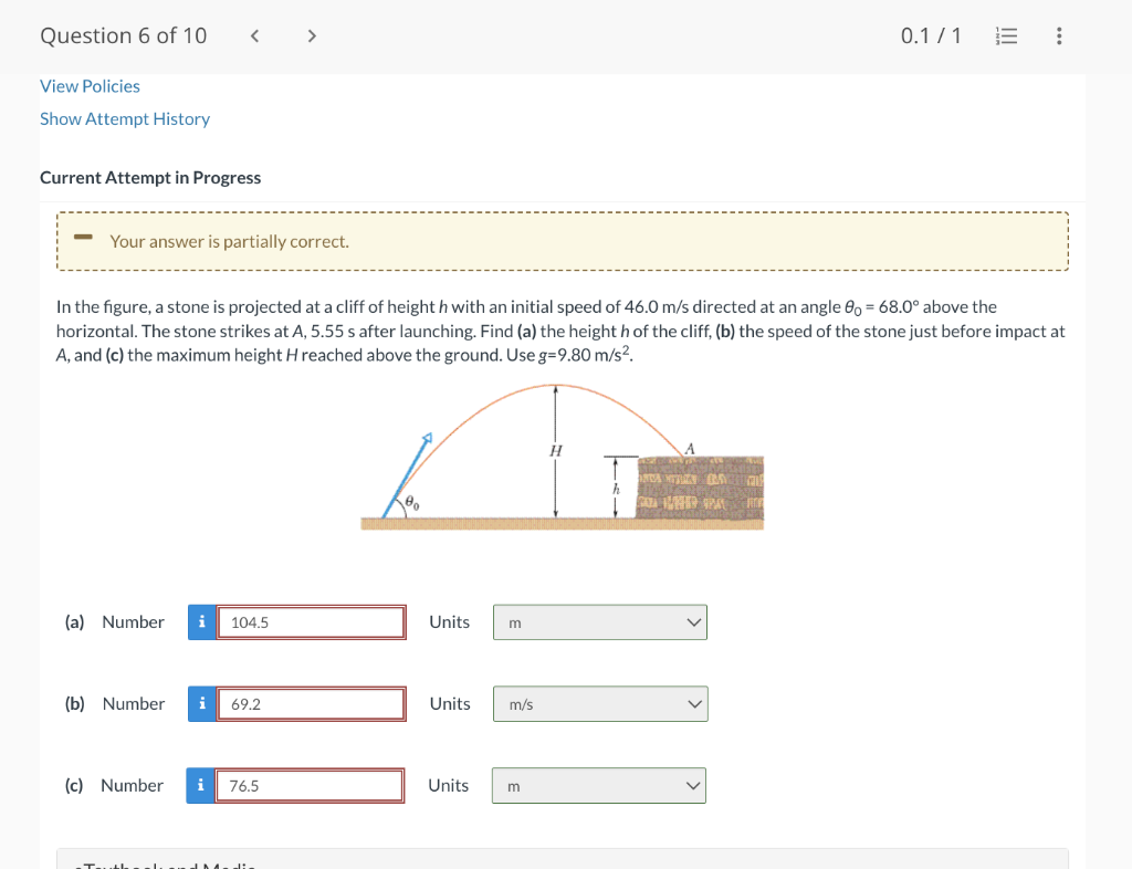 Solved In the figure, a stone is projected at a cliff of | Chegg.com