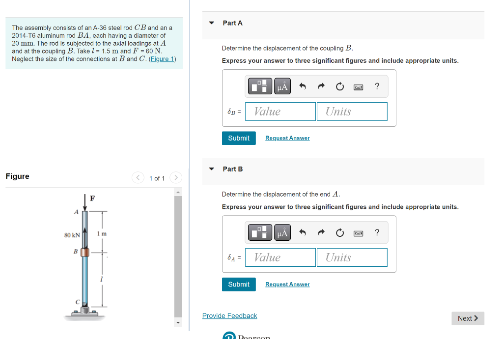 Solved The Assembly Consists Of An A−36 Steel Rod CB And An | Chegg.com