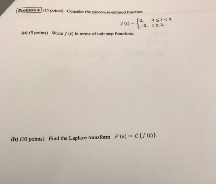 Solved Problem 4 15 points) Consider the piecewise-defined | Chegg.com